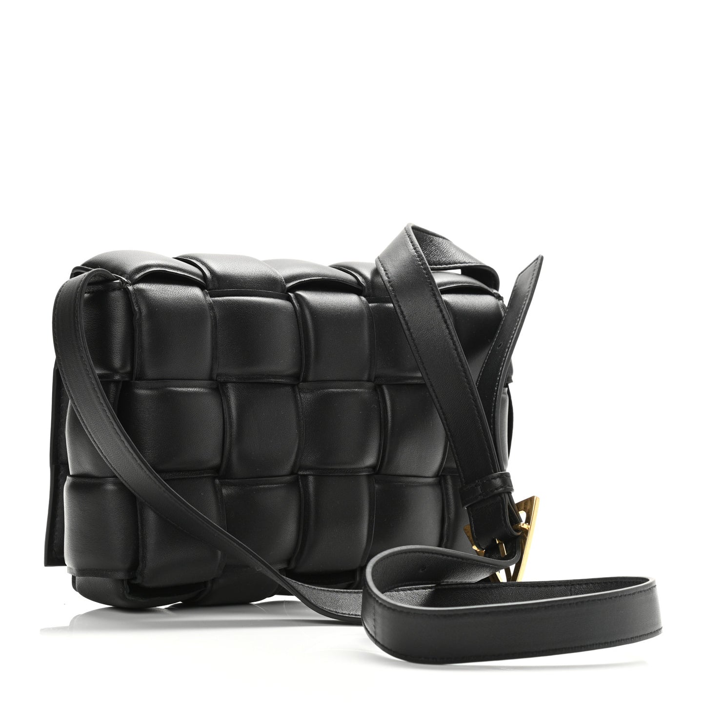 Nappa Maxi Intreccio Padded Cassette Crossbody Bag Black