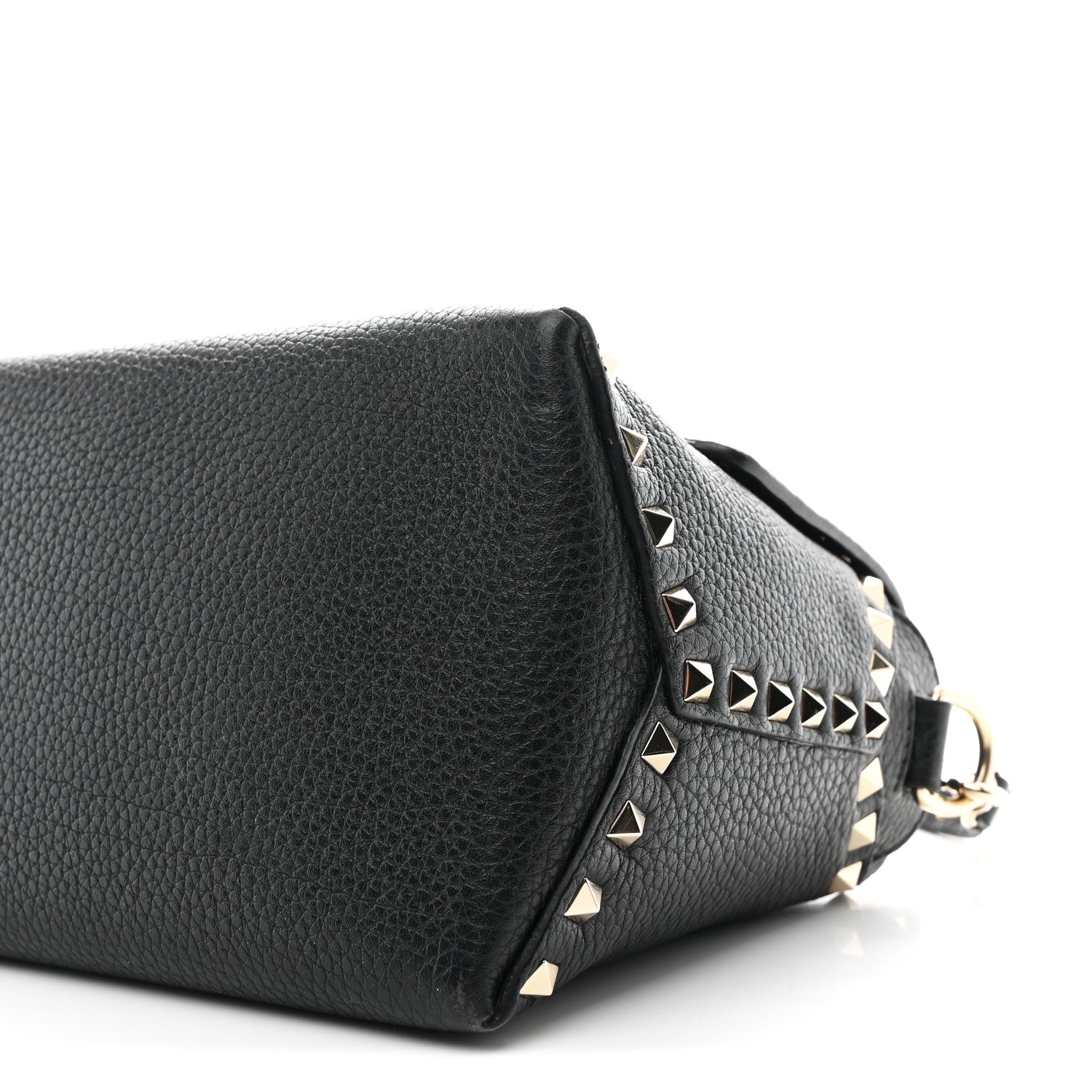 Valentino Garavani Pebbled Calfskin Rockstud Single Handle Flap Bag Black 9 of 11