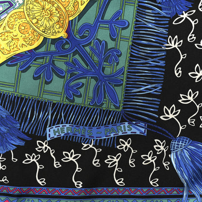 Hermes Silk Cavaliers du Caucase Scarf 90 Black Bleu Vert 2 of 5