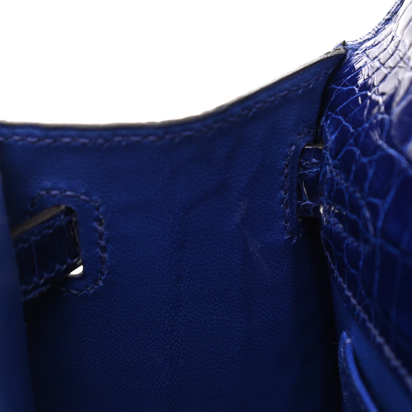 Shiny Alligator Kelly Pochette Bleu Electrique