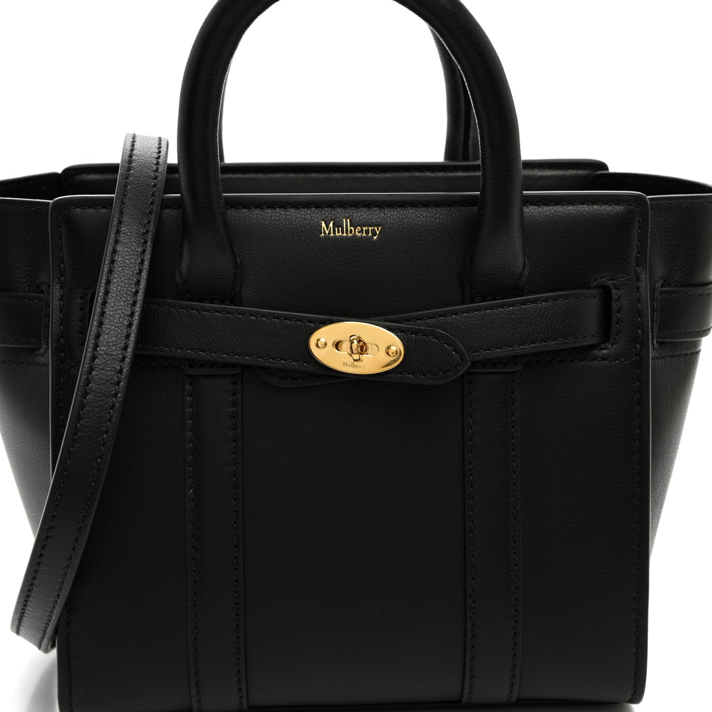 Silky Calfskin Micro Bayswater Zip Tote Black
