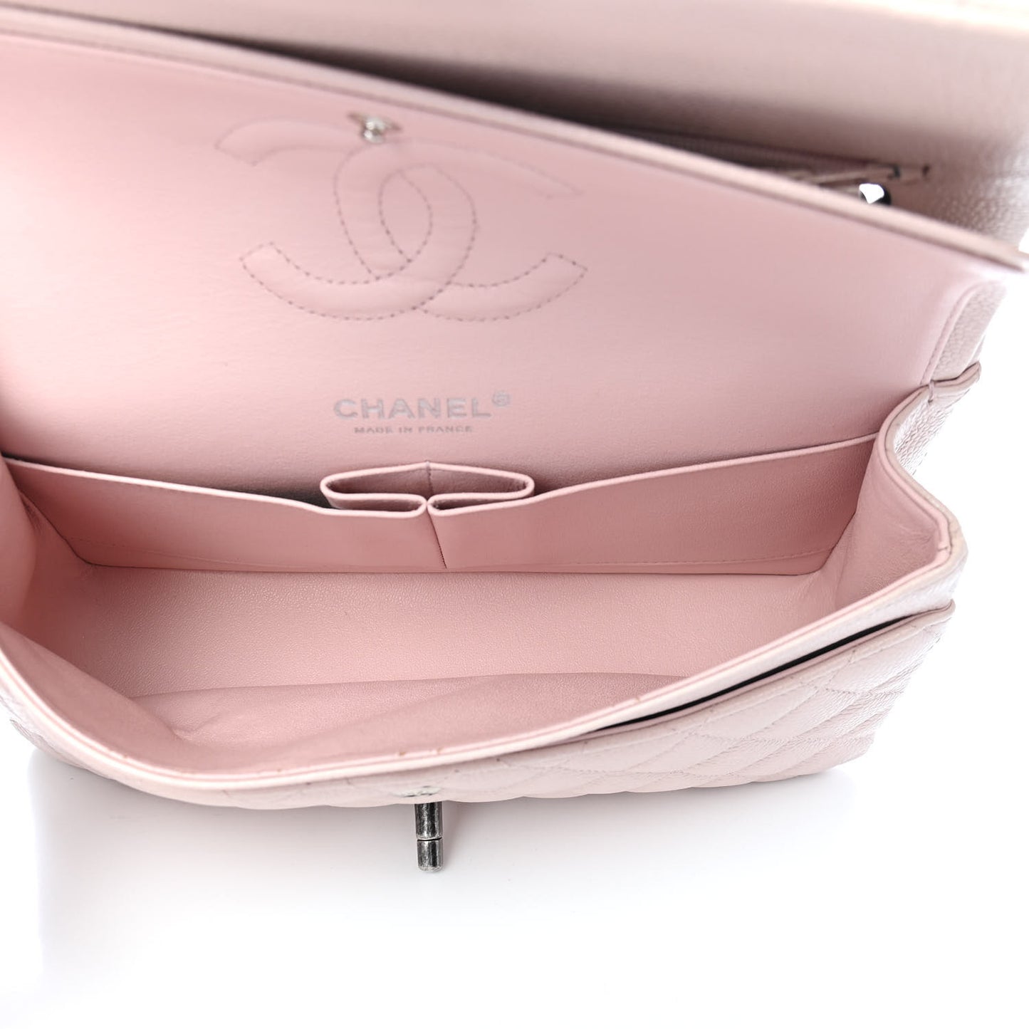 Caviar Quilted Medium Double Flap Light Pink