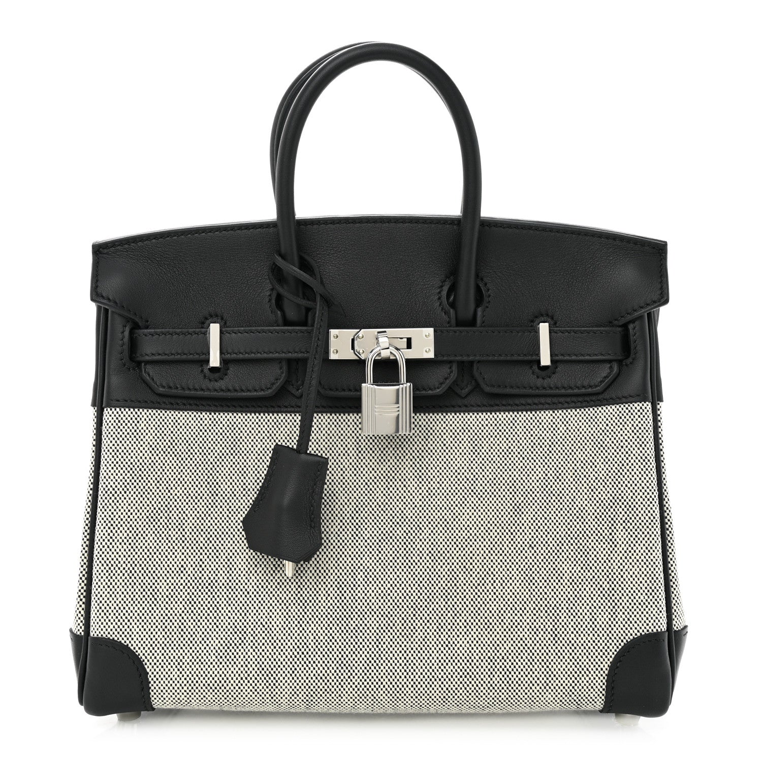 Hermes Toile H Swift Birkin 25 Ecru Black 1 of 11