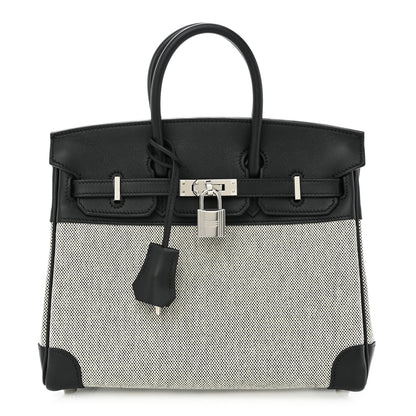 Hermes Toile H Swift Birkin 25 Ecru Black 1 of 11