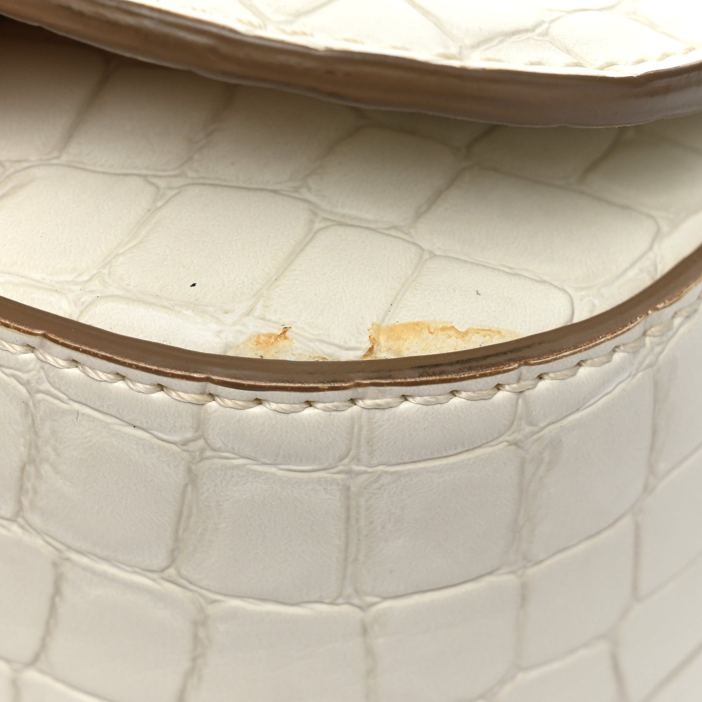 Embossed Crocodile Effect Medium Falabella Box Shoulder Bag Ivory