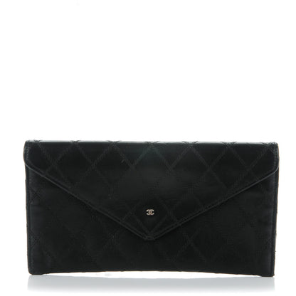 Chanel Lambskin Diamond Stitched Long Flap Wallet Black 1 of 8