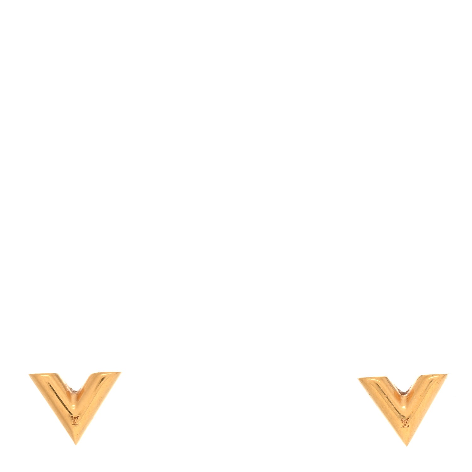 Louis Vuitton Brass Essential V Stud Earrings Gold 1 of 4
