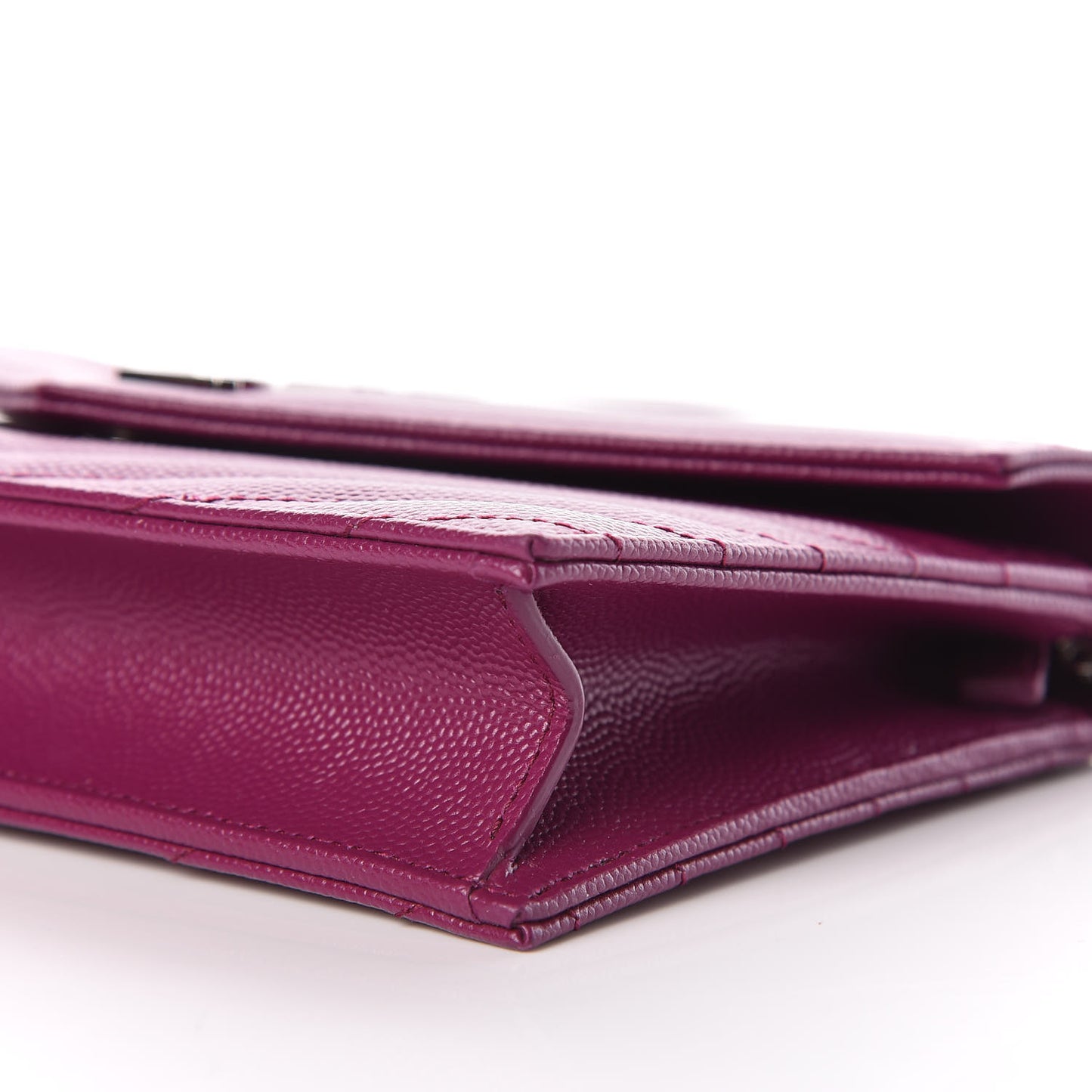 Grain De Poudre Matelasse Chevron Monogram Envelope Chain Wallet Dark Grape