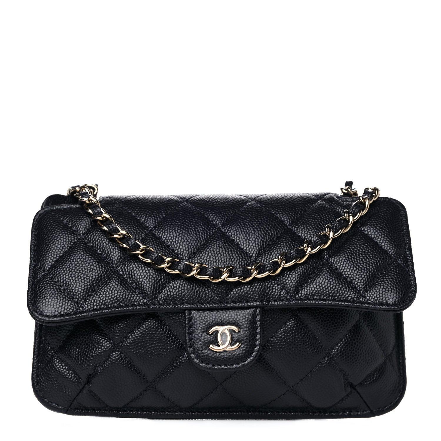 Chanel Caviar Fabric Quilted Foldable Tote With Chain Black Multicolor 1 of 14