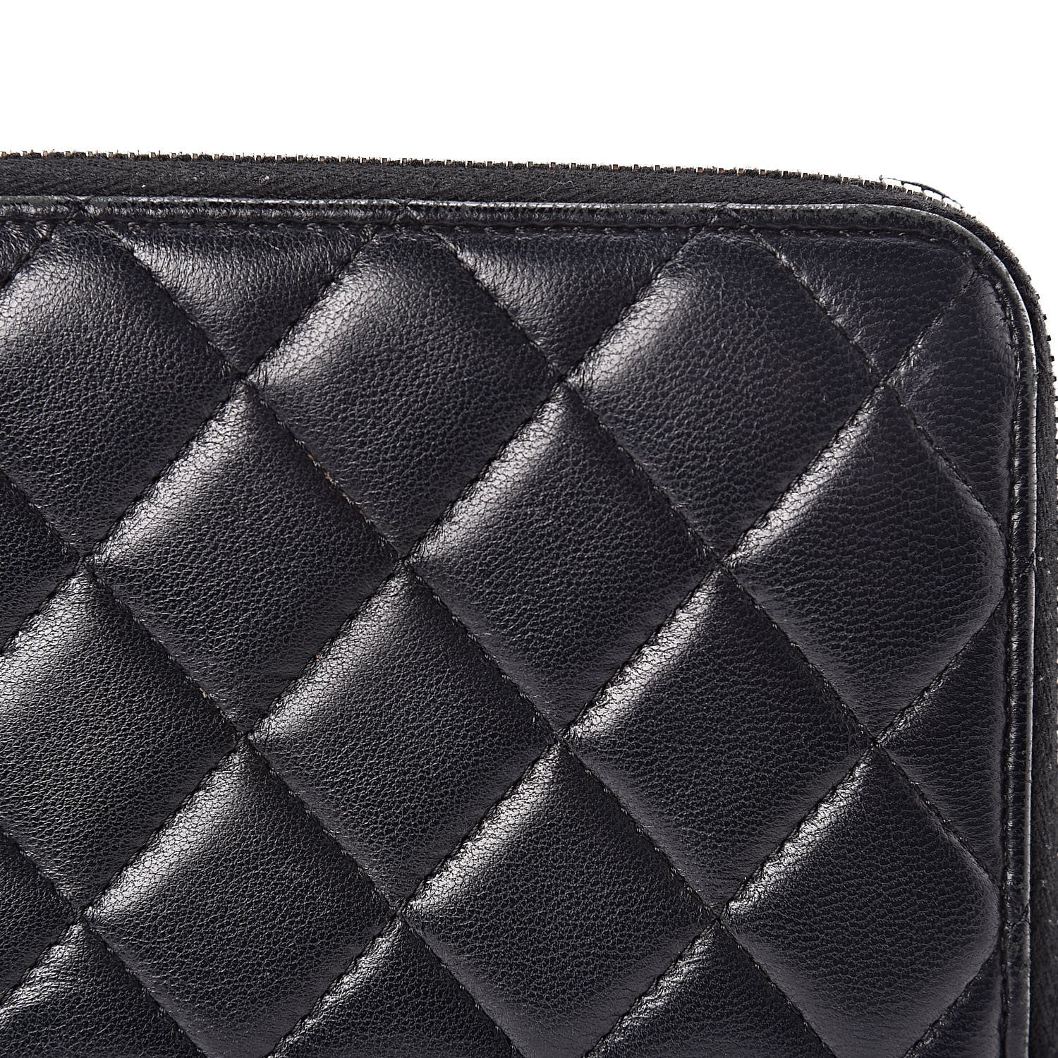 Chanel Lambskin Quilted Large Gusset Zip Around Wallet Black 9 of 10
