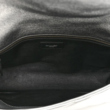 Saint Laurent Metallic Lambskin Quilted Sade Puffer Envelope Clutch Argento 5 of 6