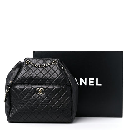 Chanel Lambskin Quilted Large Drawstring Bag Black 12 of 12
