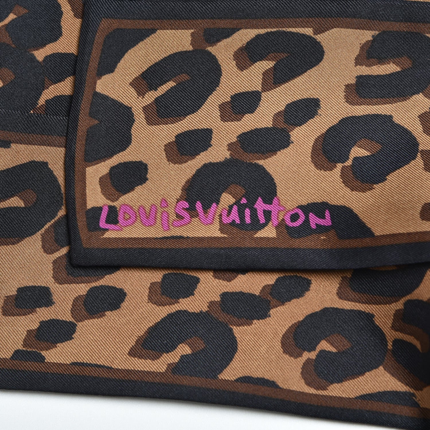 Louis Vuitton Silk Leopard Bandeau Scarf Marron 3 of 3