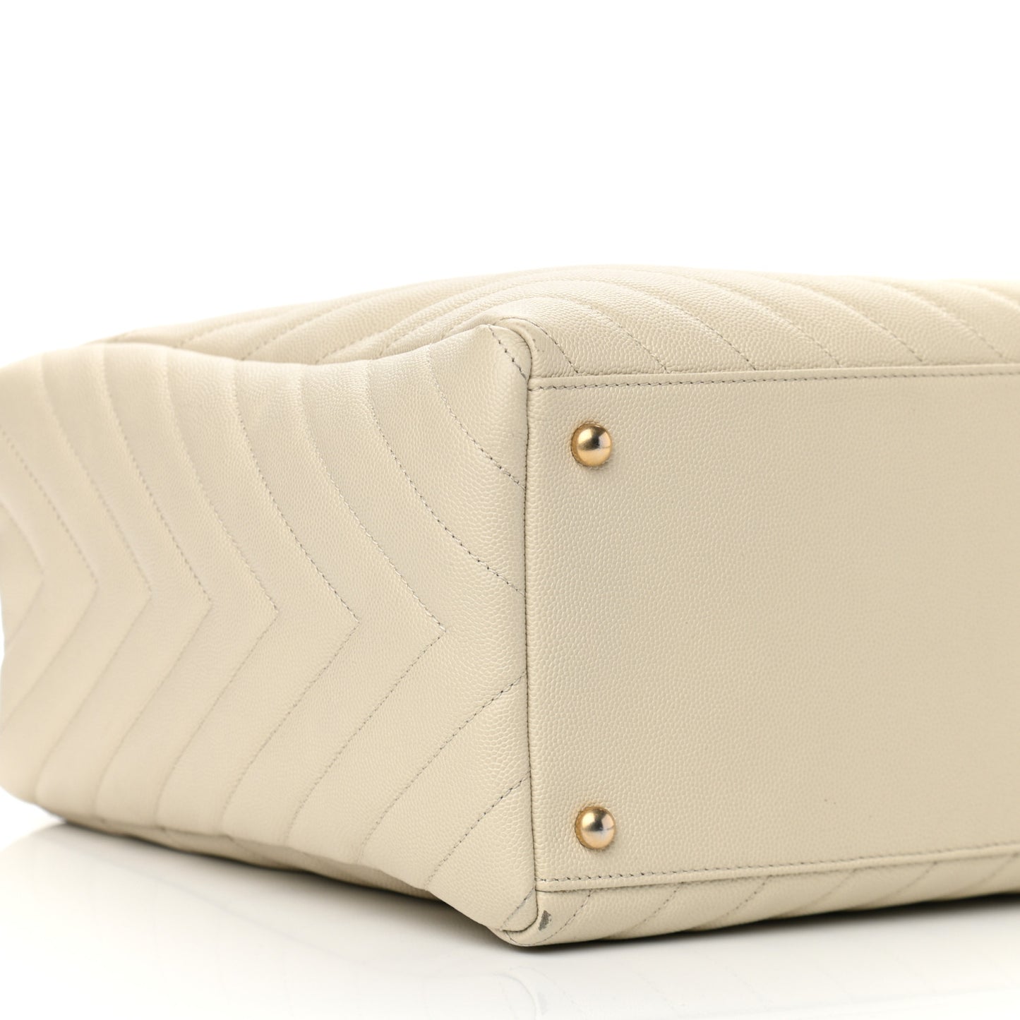 Caviar Chevron Quilted Coco Handle Shopping Tote Ivory