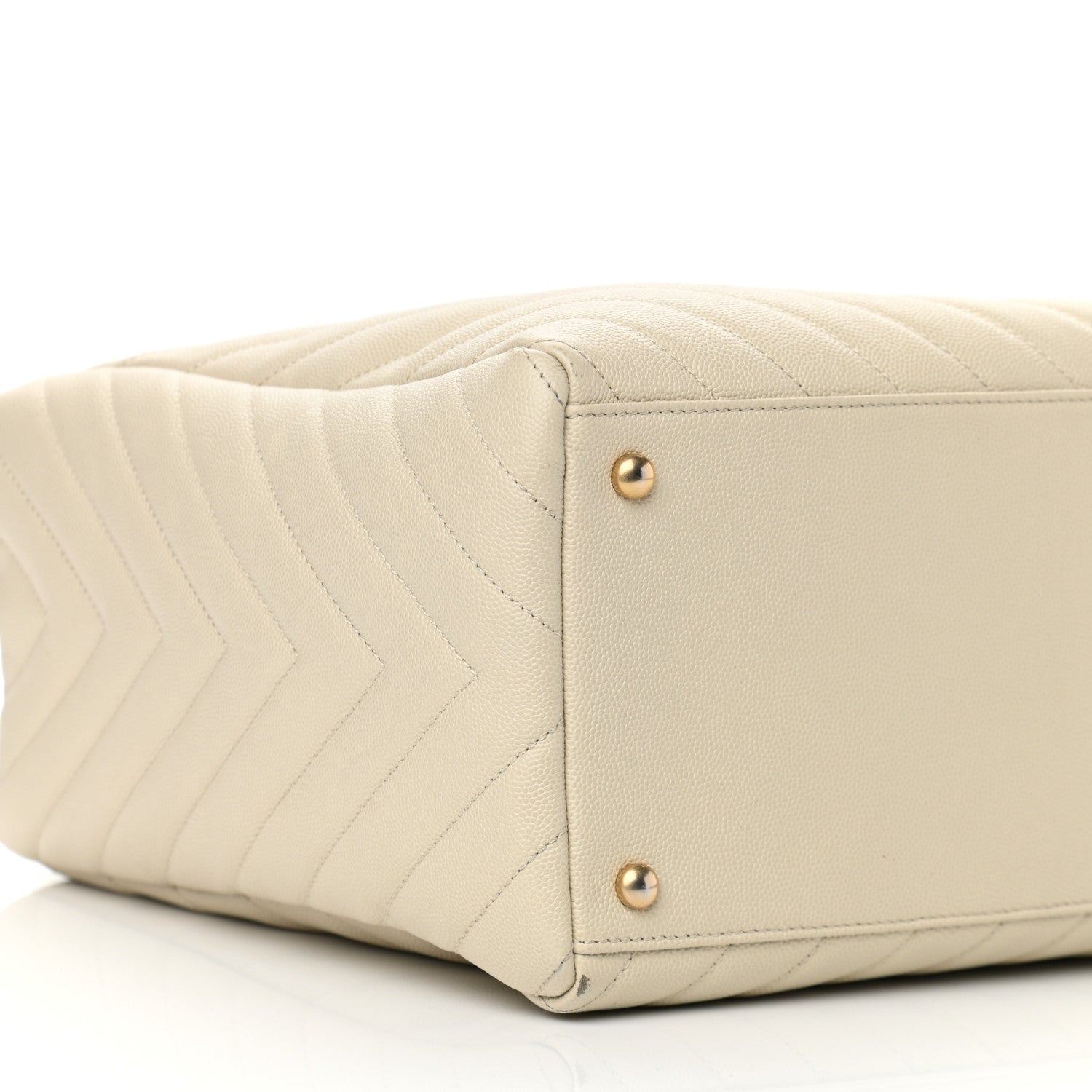 Chanel Caviar Chevron Quilted Coco Handle Shopping Tote Ivory 11 of 14