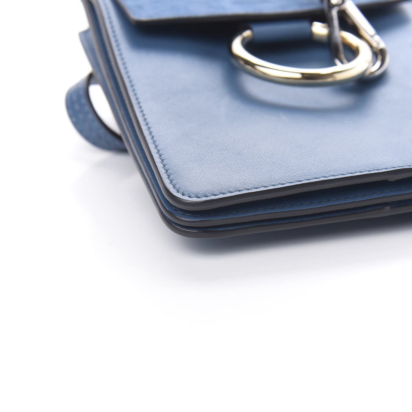 Suede Calfskin Mini Faye Bracelet Bag Vinyl Blue