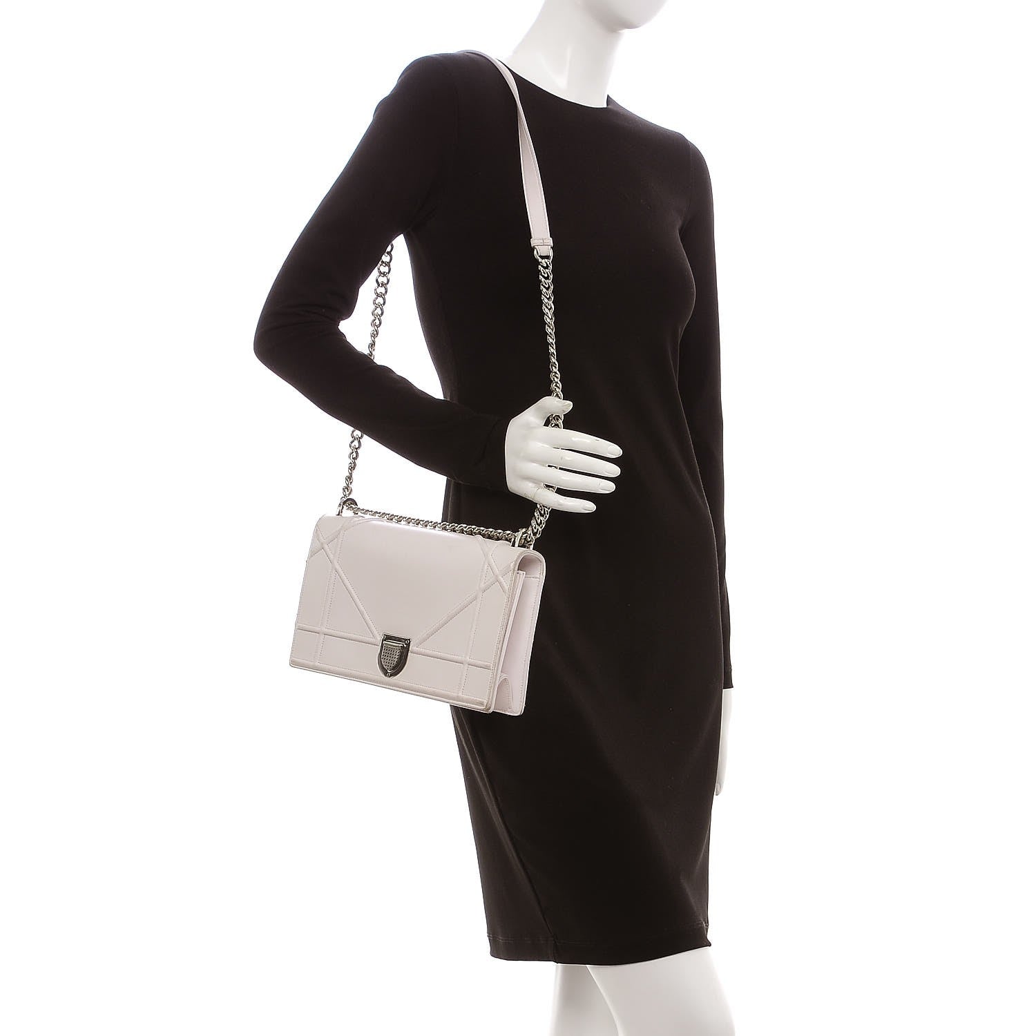 Christian Dior Calfskin Medium Diorama Flap Bag Off White 2 of 19