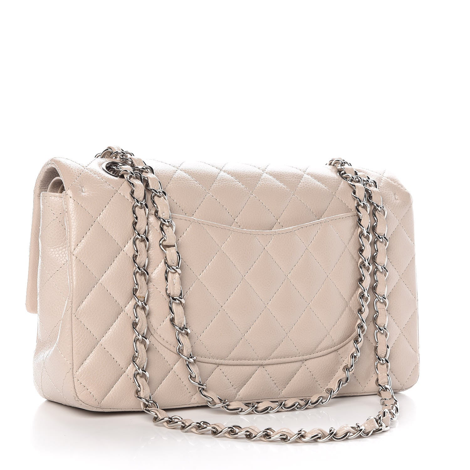 Chanel Caviar Quilted Medium Double Flap Light Grey 4 of 12