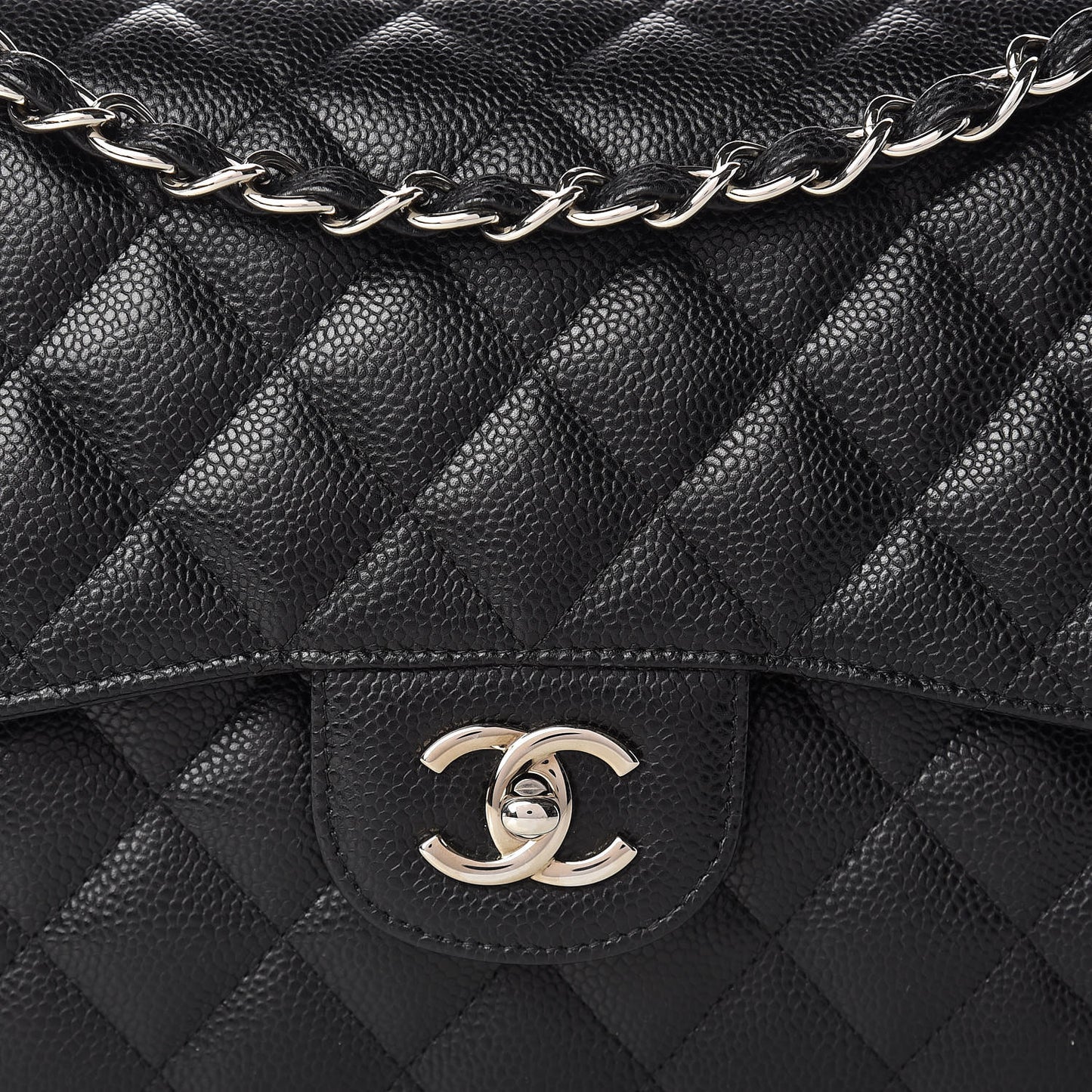 Caviar Quilted Jumbo Double Flap Black