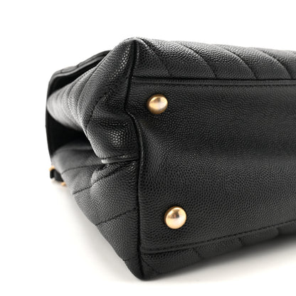 Chanel Caviar Chevron Quilted Small Coco Handle Flap Black 9 of 10