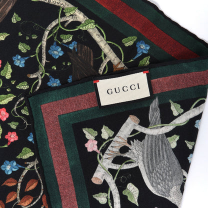 Gucci Silk Floral Condor Square Handkerchief Black 3 of 3
