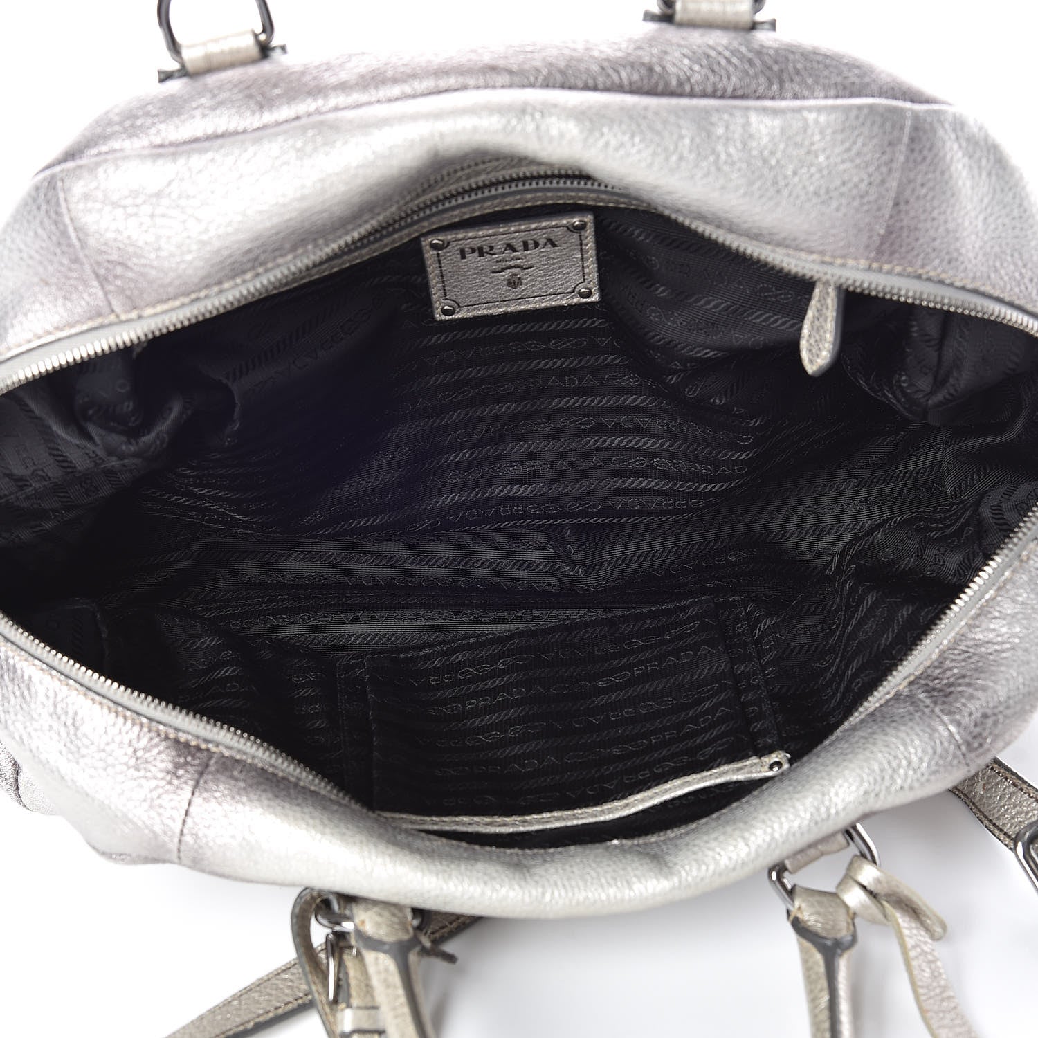 Prada Cervo Lux Bowler Bag Argento 5 of 20