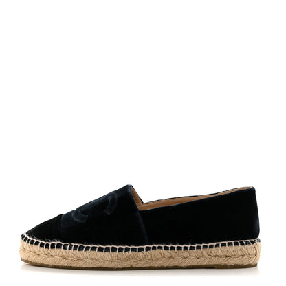 Chanel Velvet CC Espadrilles 40 Dark Navy Black 1 of 8