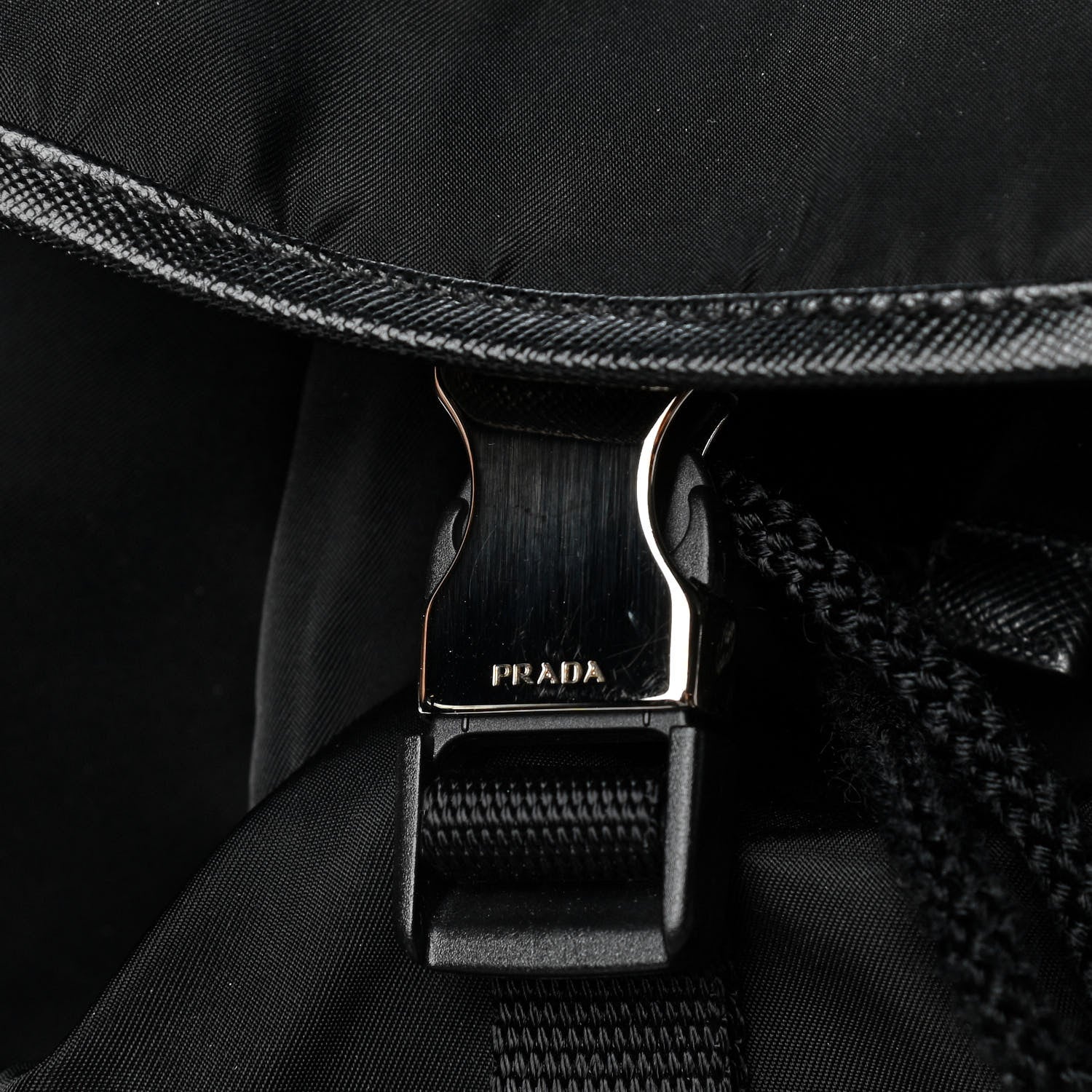 Prada Technical Nylon Saffiano Double Buckle Backpack Black 11 of 14