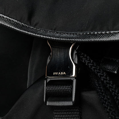 Prada Technical Nylon Saffiano Double Buckle Backpack Black 11 of 14