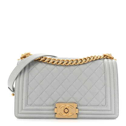 Chanel Caviar Quilted Medium Boy Flap Light Grey 1 of 9
