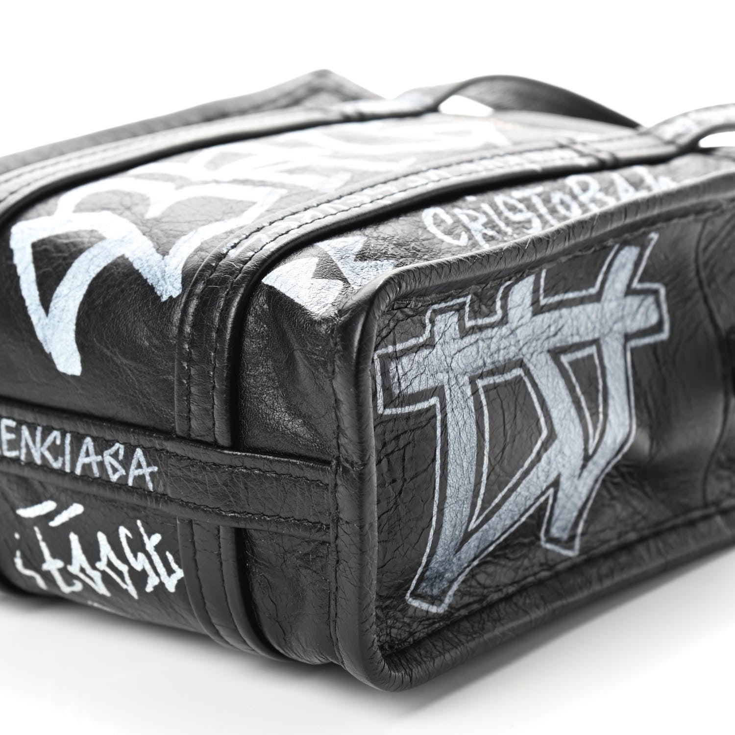 Balenciaga Agneau Arena Graffiti All Over XXS Bazar Shopper Tote Black White 7 of 8
