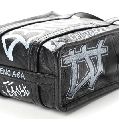 Balenciaga Agneau Arena Graffiti All Over XXS Bazar Shopper Tote Black White 7 of 8