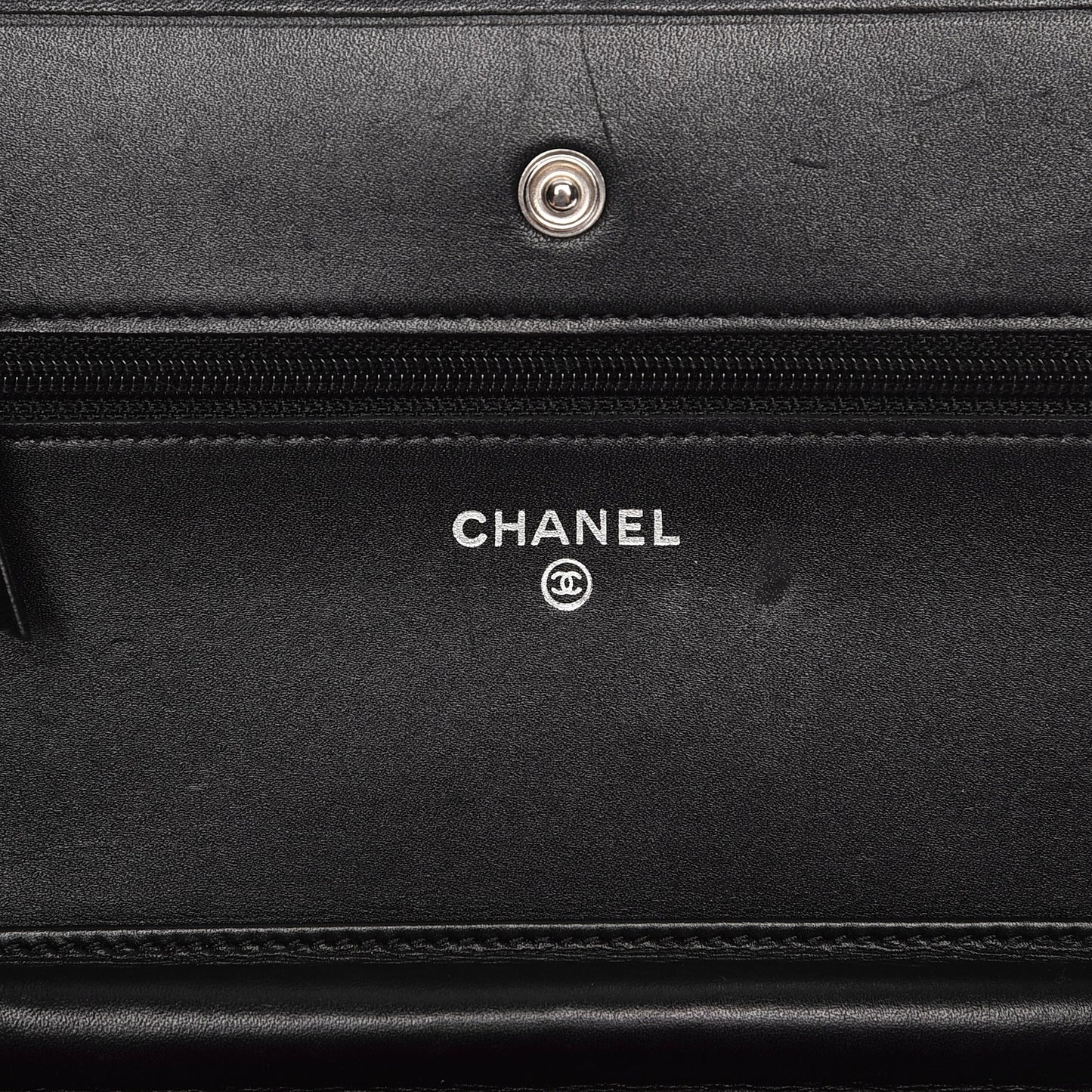 Calfskin Quilted Cambon Wallet On Chain WOC Black