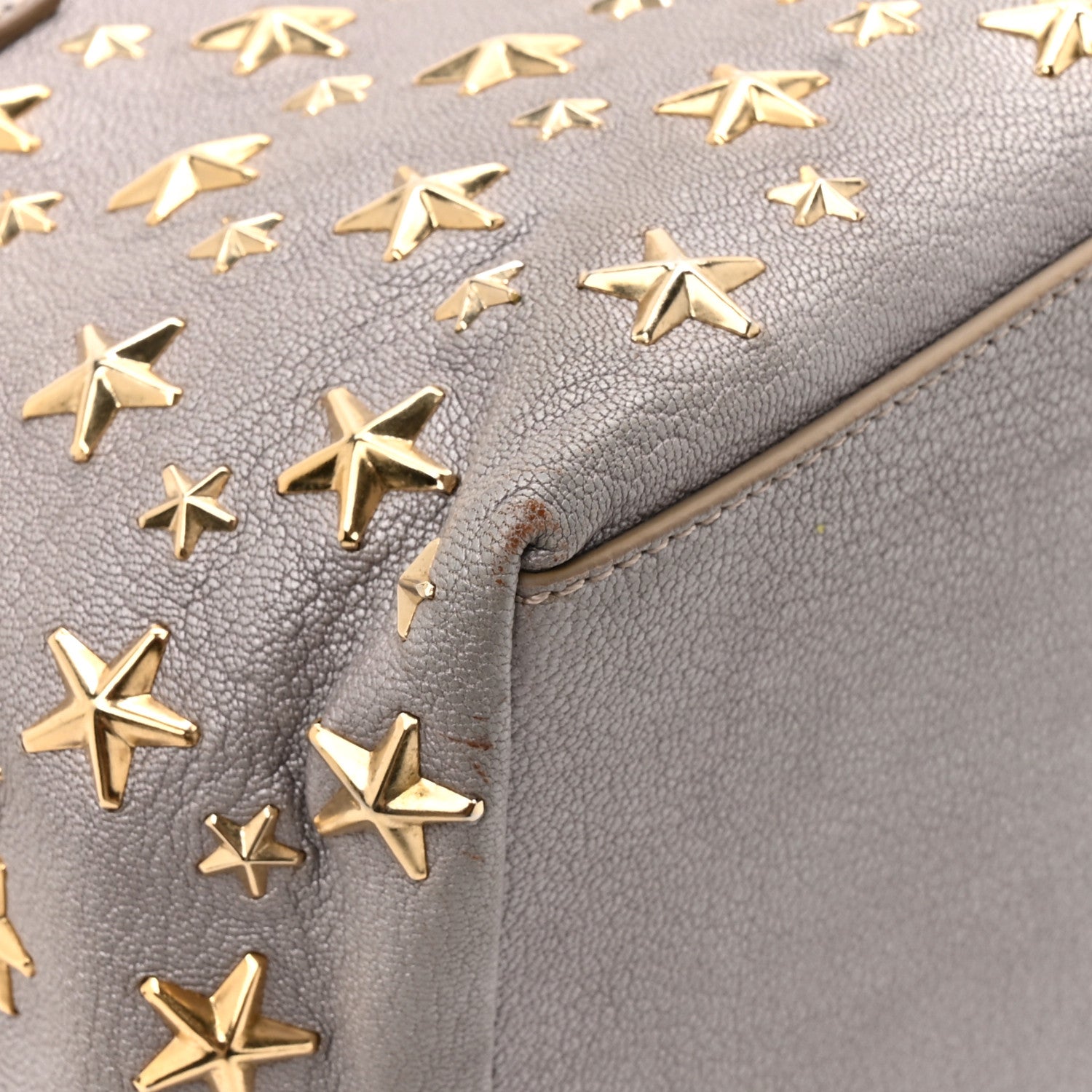 Jimmy Choo Metallic Calfskin Sasha Star Studded Tote Silver Jimmy Choo Metallic Calfskin Sasha Star Studded Tote Silver