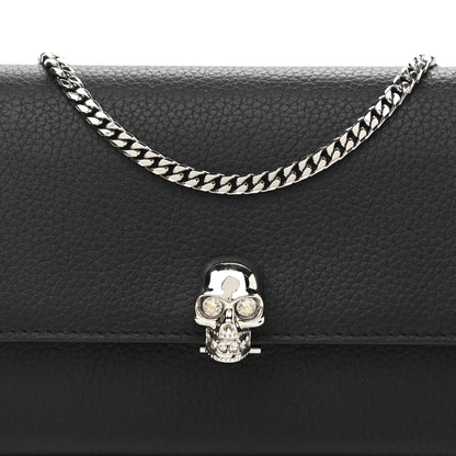 Alexander McQueen Pebbled Calfskin Skull Wallet on Chain Black 7 of 10
