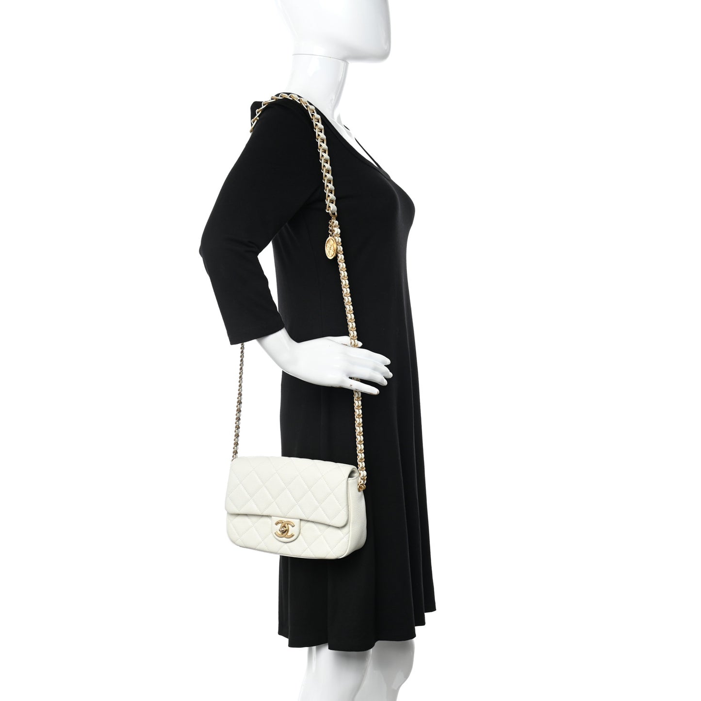 Caviar Quilted Chain Soul Flap White