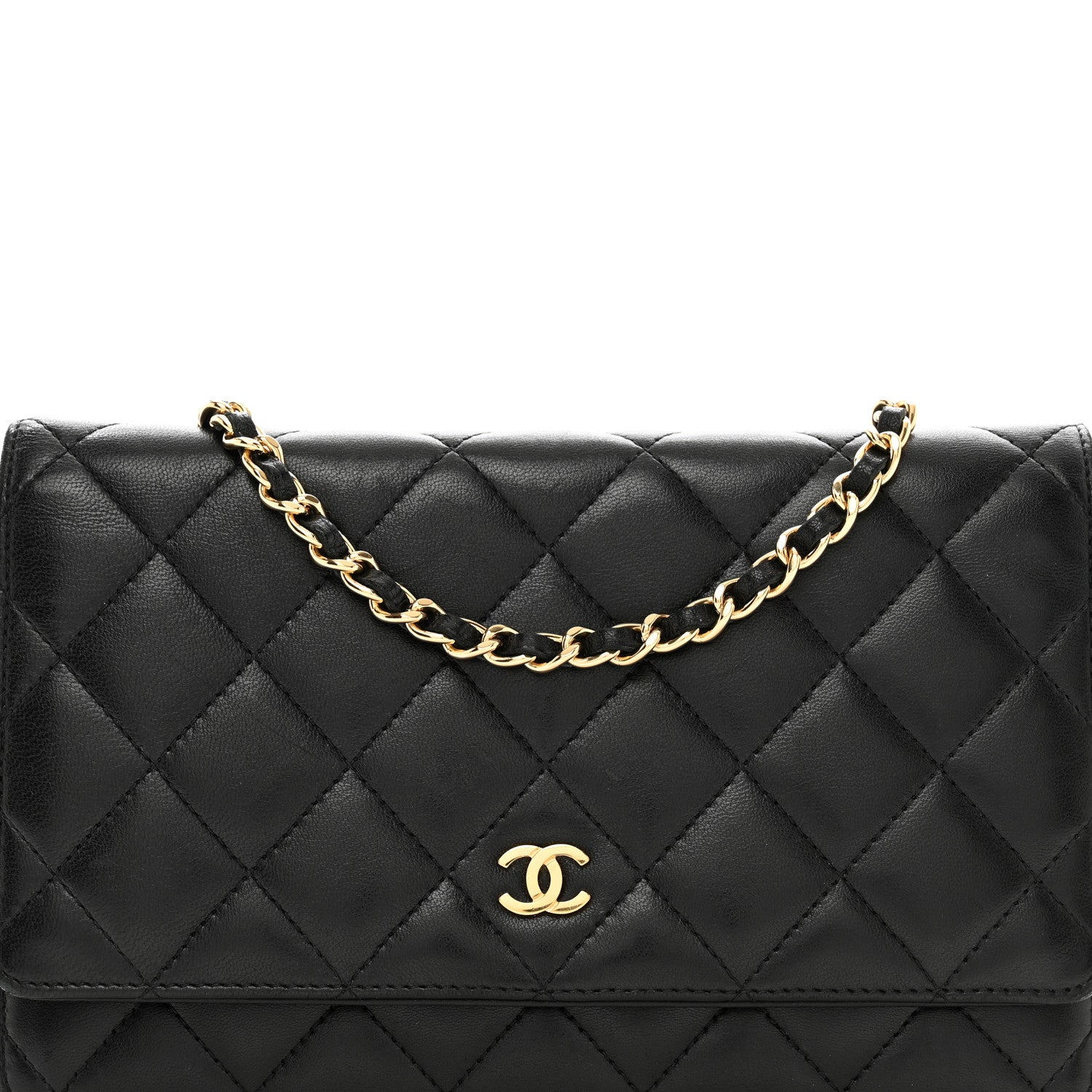 Chanel Lambskin Quilted Wallet On Chain WOC Black 5 of 13