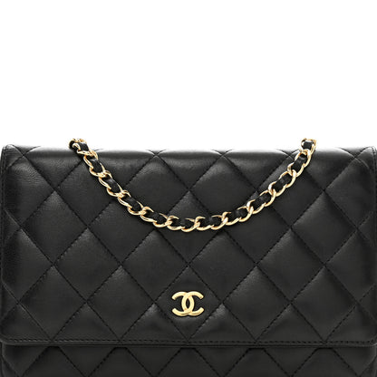 Chanel Lambskin Quilted Wallet On Chain WOC Black 5 of 13