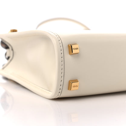 Fendi Vitello King Plexiglass Logo Embossed Mini Fendi Sunshine Shopper Tote White Ice 8 of 9