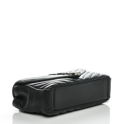 Saint Laurent Sheepskin Matelasse Chevron Medium Monogram Chain Bag Black 4 of 6
