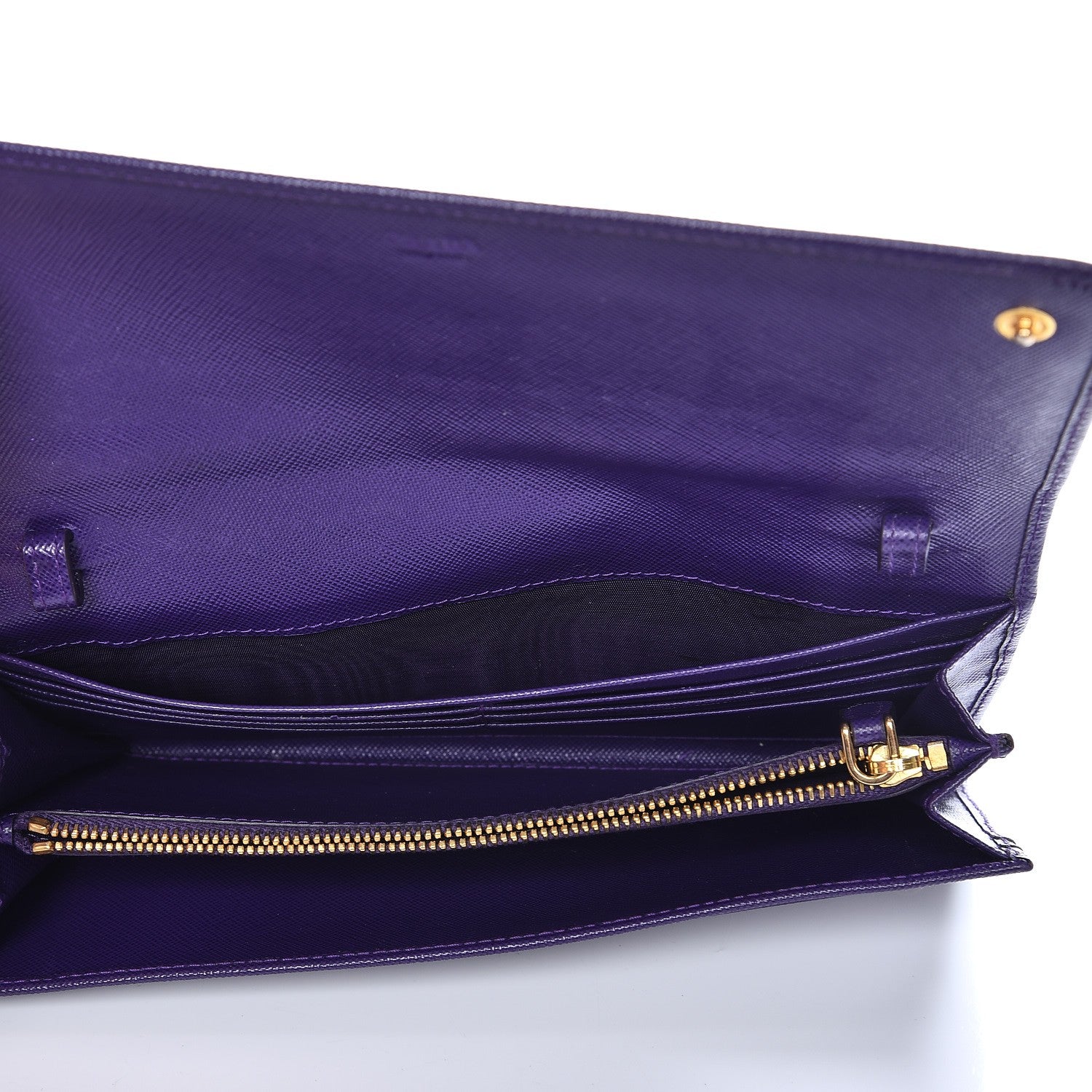 Prada Saffiano Metal Oro Chain Wallet Viola 6 of 13