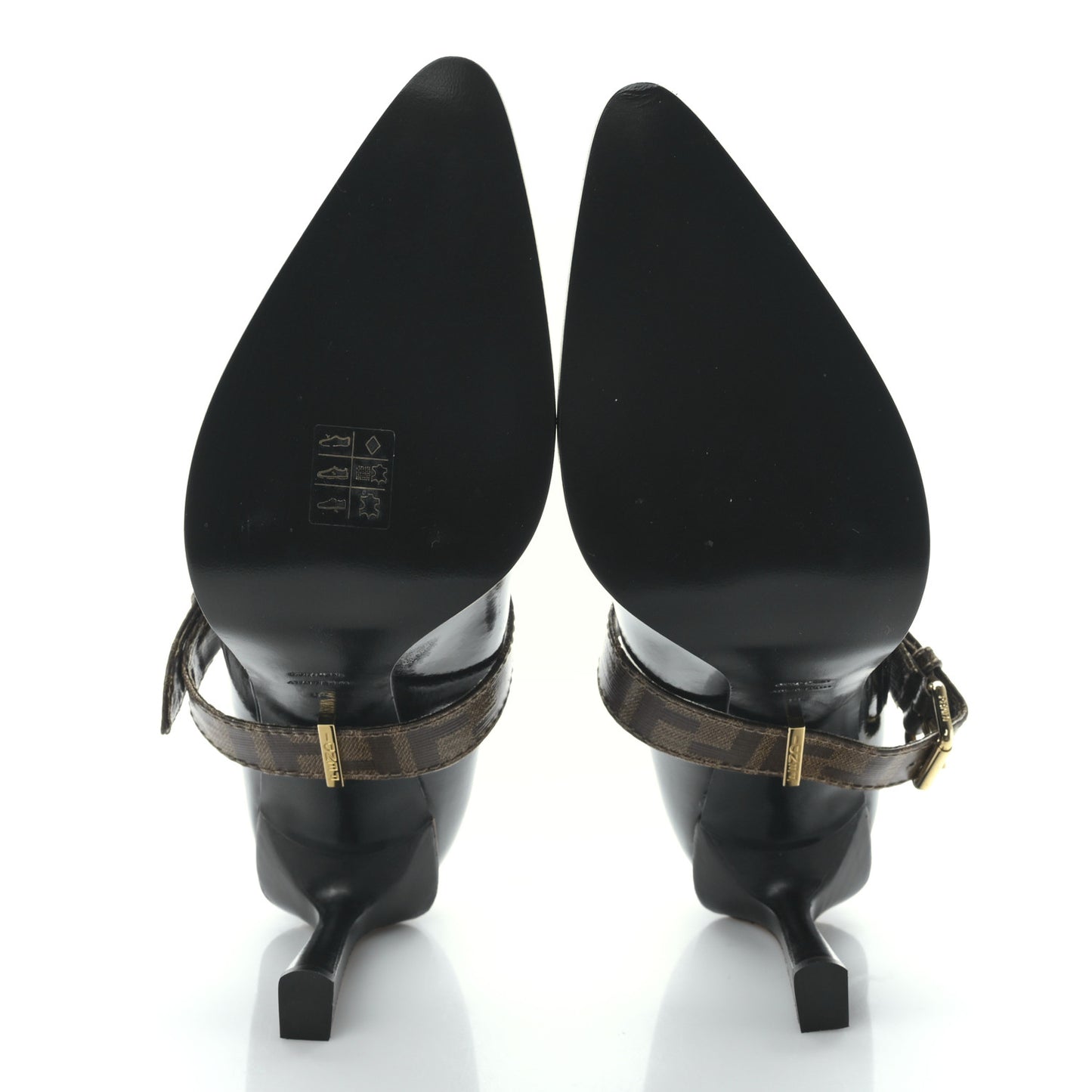 Glossy Neoprene Glazed Fabric FF FFrame Court Mary Jane Slingback Pumps 38 Black Tobacco Moro