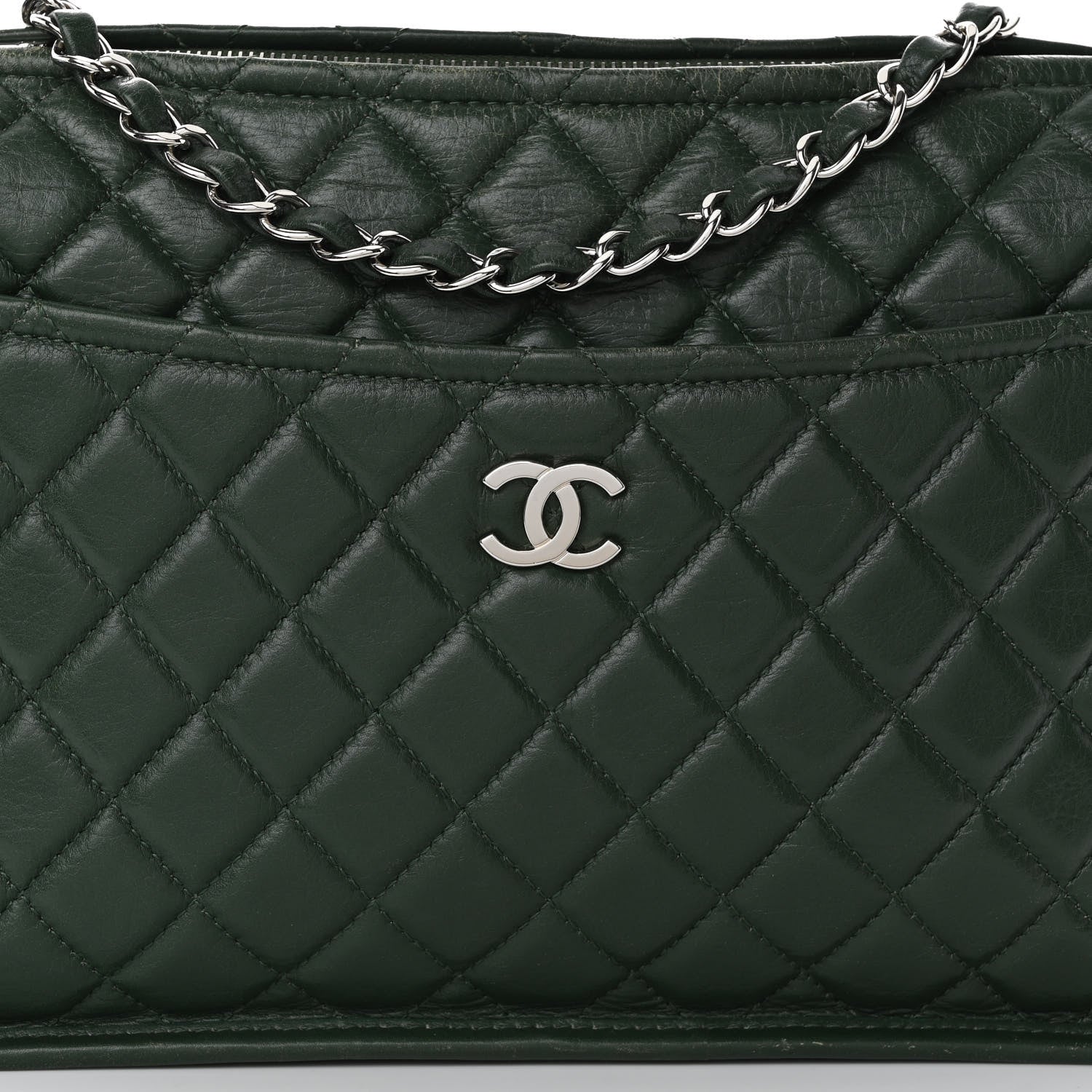 Chanel Aged Calfskin Quilted Large Working Vibe Camera Case Khaki 8 of 10