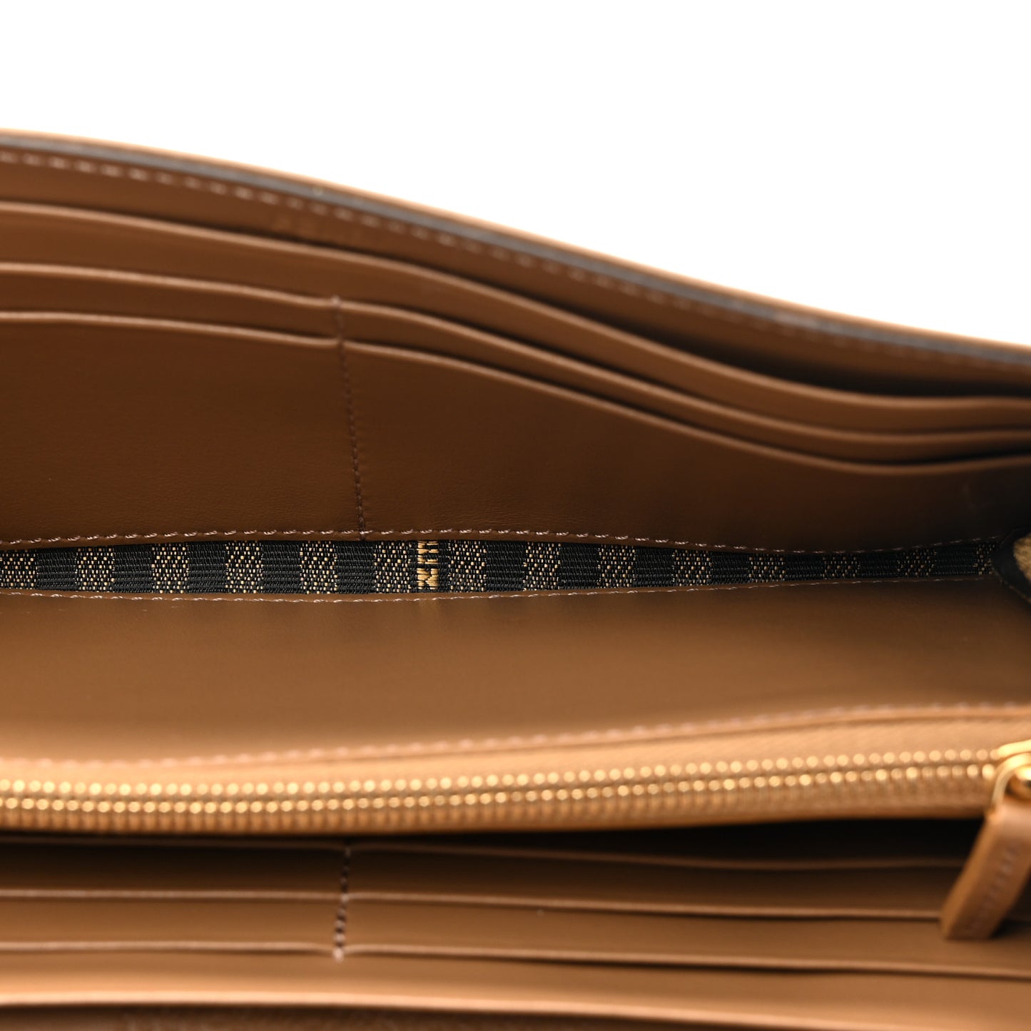 Fabric Jacquard FF 1974 Continental Wallet On Chain Tobacco Moro