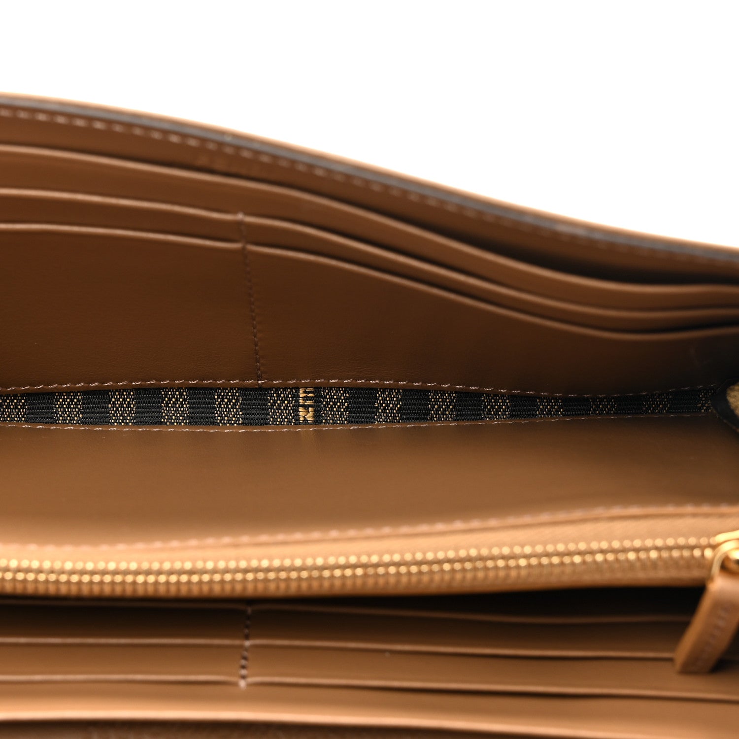 Fendi Fabric Jacquard FF 1974 Continental Wallet On Chain Tobacco Moro 5 of 13