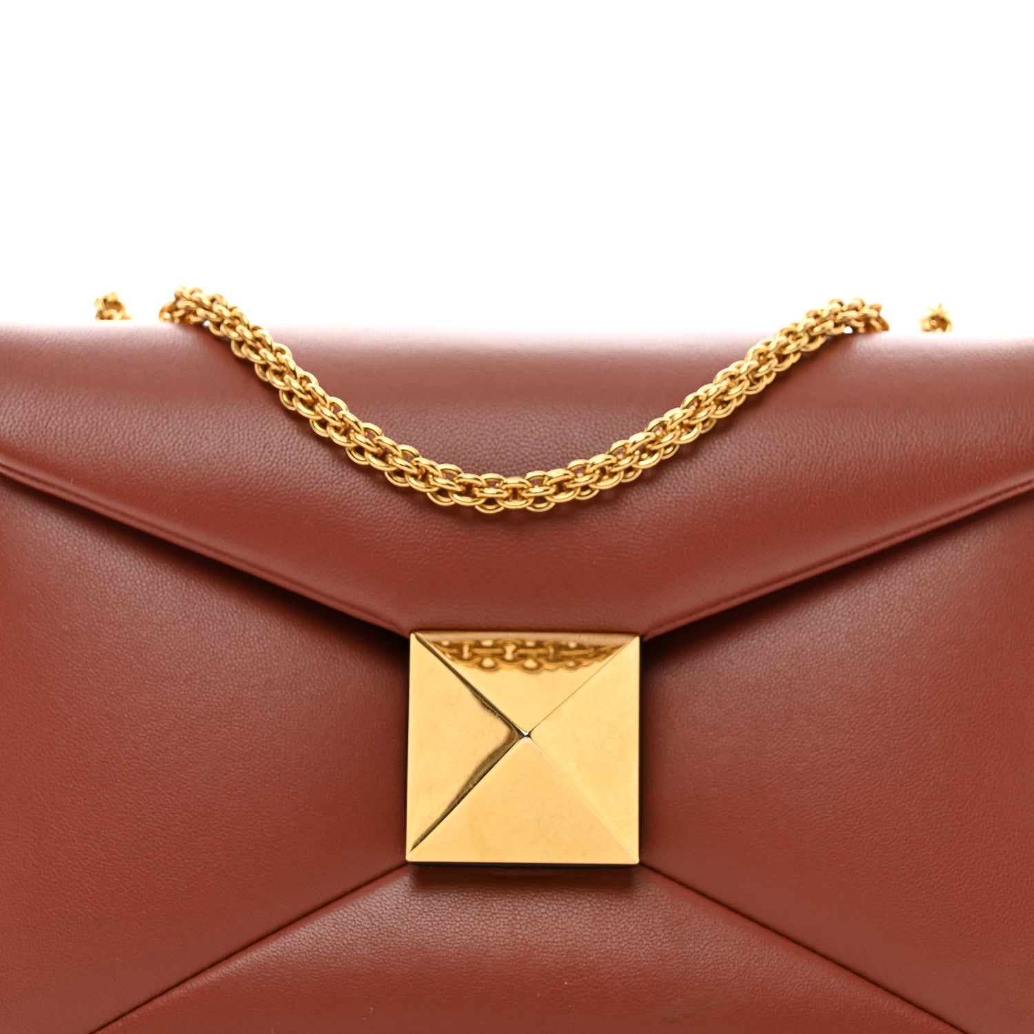 Valentino Garavani Nappa One Stud Chain Clutch Gingerbread 7 of 10