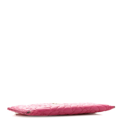 Chanel Lambskin Camellia Embossed Classic Zip Pouch Pink 4 of 12
