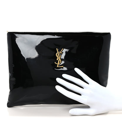Saint Laurent Patent Large Calypso Pouch Black 2 of 10