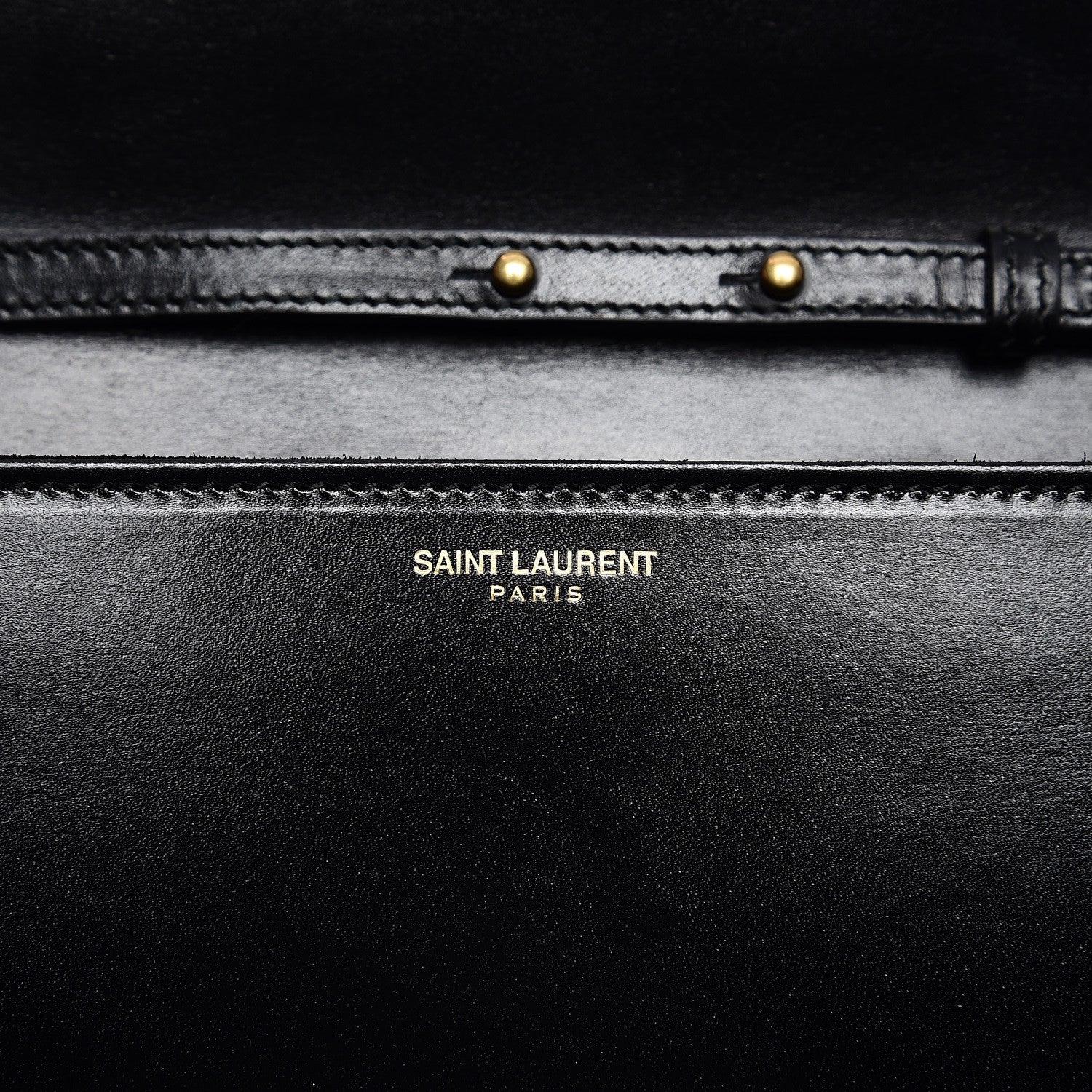 Saint Laurent Smooth Calfskin Medium Marquage Clutch Black 6 of 8