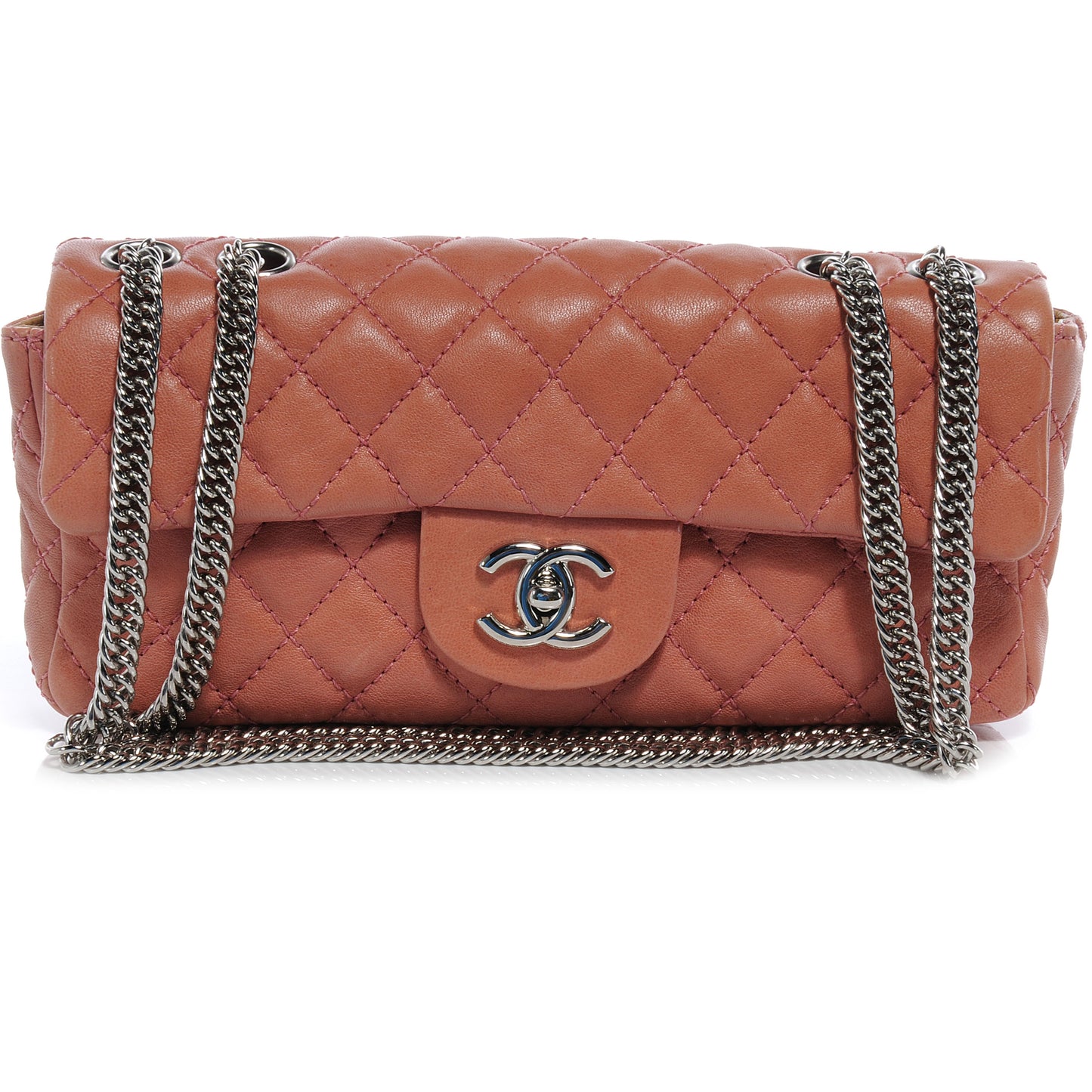 Leather East West Flap Bag Pink